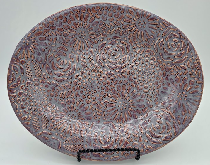 Autumn Purple Flower Platter by Deborah Christiansen